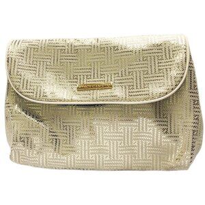Vince Camuto Glam Gold Metallic Makeup Bag w/ Clear Zip Pockets